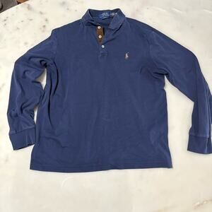 Polo Ralph Lauren Men's M Classic Fit Blue 100% Cotton Long Sleeve Polo Shirt